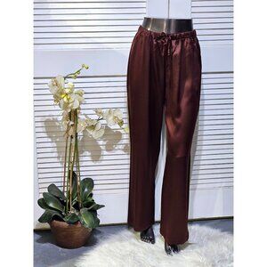 NWT Reformation Women's Mahogany 100% Silk Relaxed Fit Pants Size Medium 2766